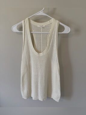 Rag & Bone Knit Mesh Racerback Sweater Tank Top Ivory Size Large